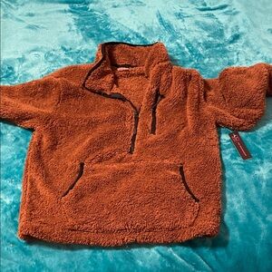 No Boundaries Brown Sherpa Pullover